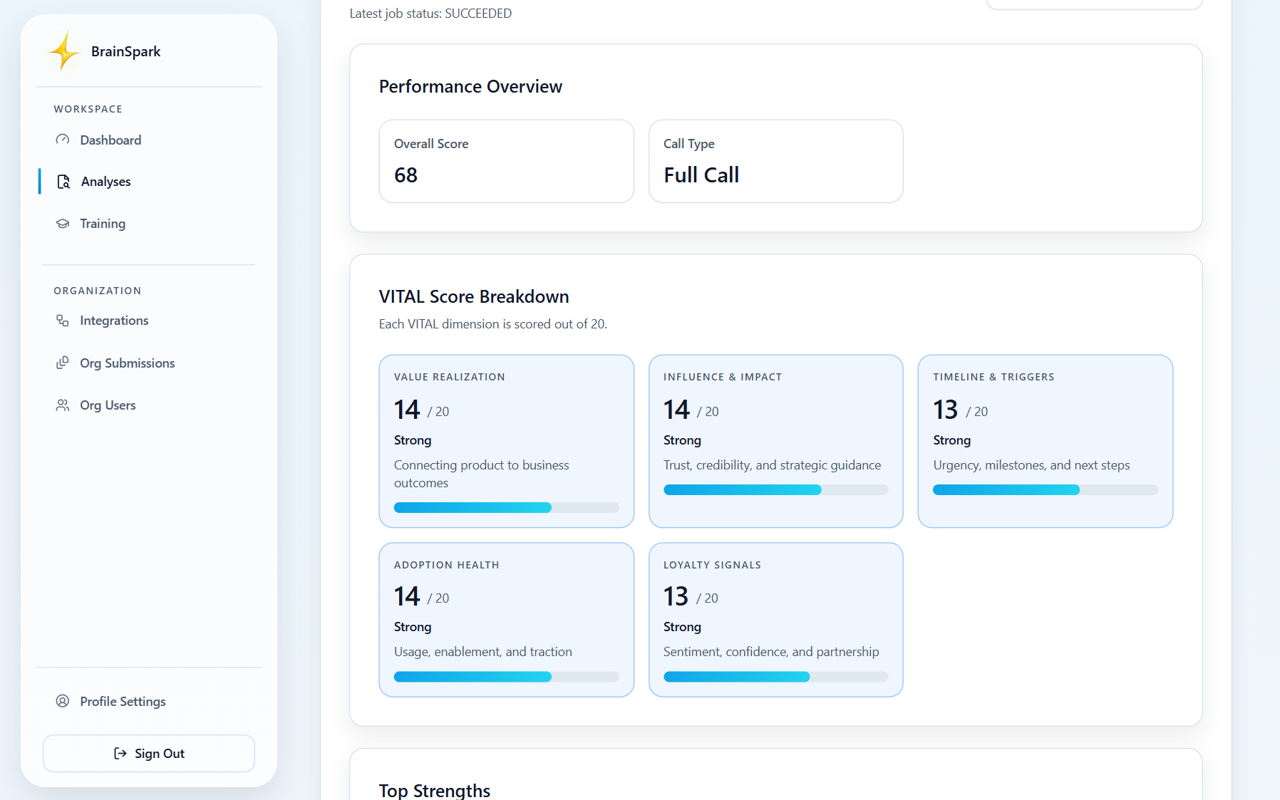 Example BrainSpark analysis results