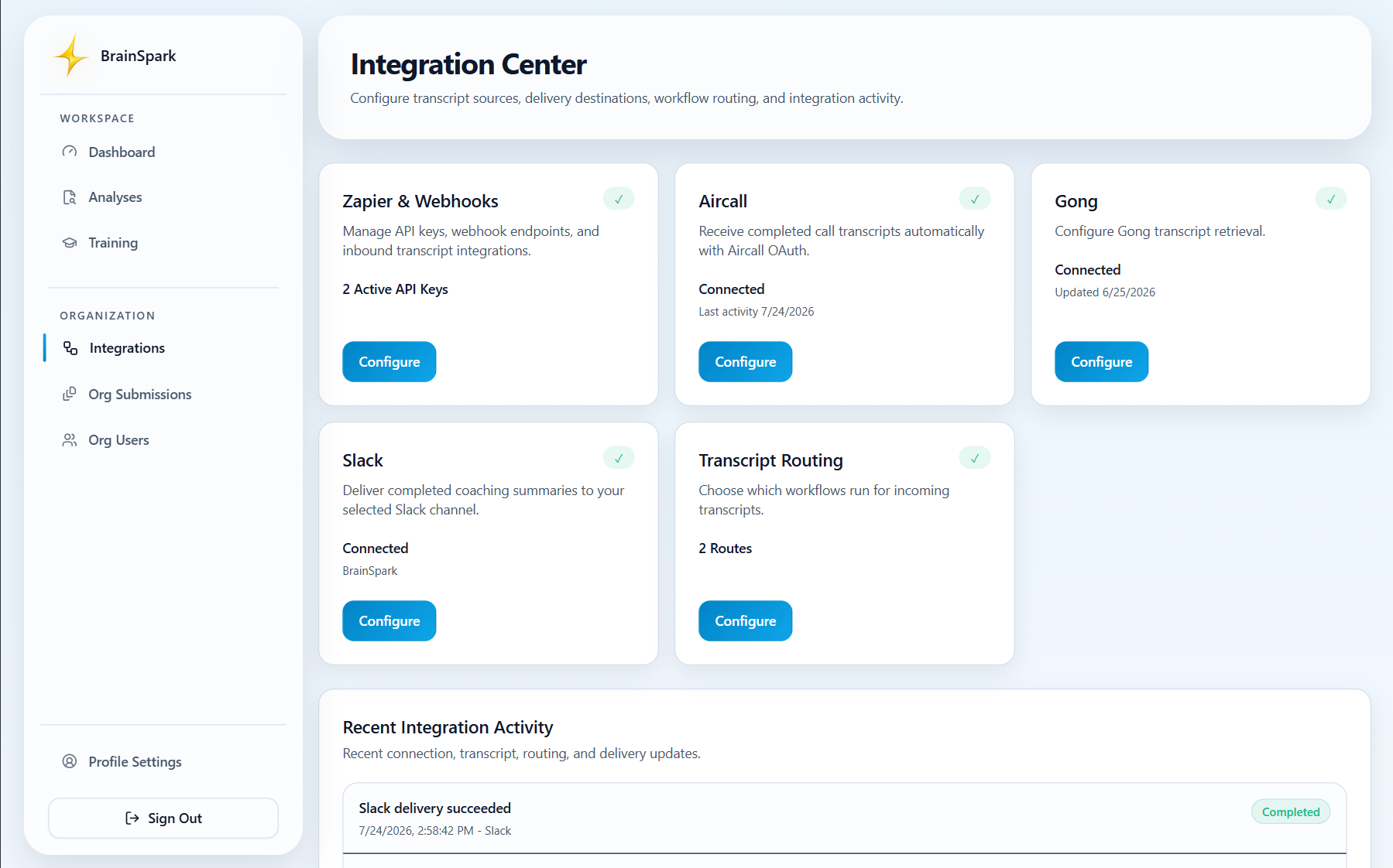 BrainSpark Integration Center